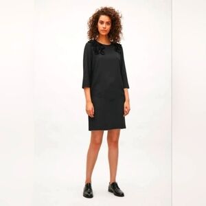 COS Abstract Applique Elegant Black Silk Dress, Size 8